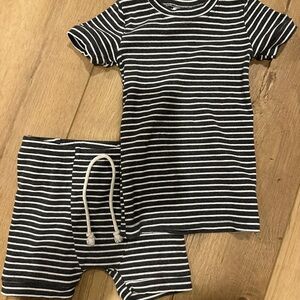 Charcoal and White Striped Kids Set